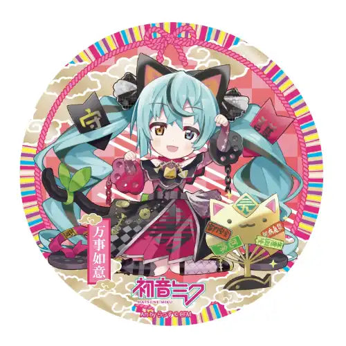 初音ミク×招き猫 招福大缶バッジスタンド Art by らっす 黒猫(襟章)※不設寄送《24年6月預定》 4942330250891