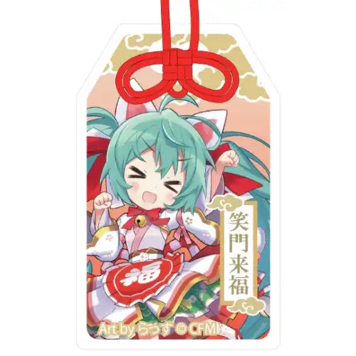 初音ミク×招き猫 ご利益別御守風アクリルキーホルダー Art by らっす 白猫 立ち左手あげ※不設寄送《24年6月預定》 4942330251119