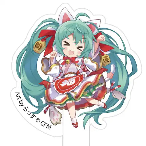 初音ミク×招き猫 一石二鳥プロップ&スタンド Art by らっす 白猫 立ち左手あげ(亞加力立牌)※不設寄送《24年6月預定》 4942330251171